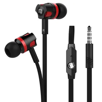 

3.5mm Jack Flat Wired In-Ear Earphone Android Phone Universal Headset Stereo Sport Music Earphone with Microphone