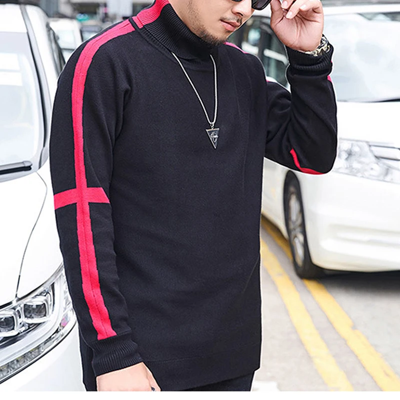 FLORATA Men's Long Sleeve Turtleneck Pullover Sweater Slim Warm Knitwear Knitted Jumper Plus Size 2XL-7XL Hight Quality Sweater