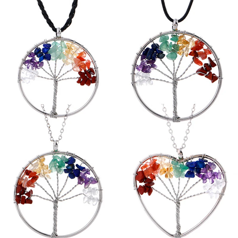 

Tree Heart Colorful Crystal Necklace for Women Short Chain Pendant Necklace Gift Ethnic Bohemian Charm Necklace Drop Shipping
