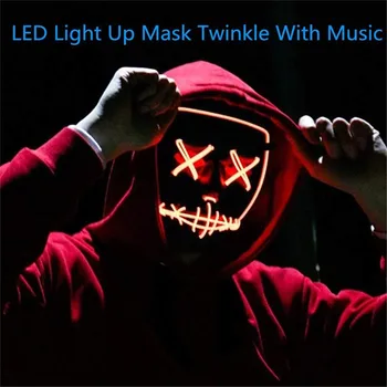 

Halloween Party Mask Glow In The Dark EL Mask Party Fluorescent Fake Luminous Bar Club Plastic Material Masks