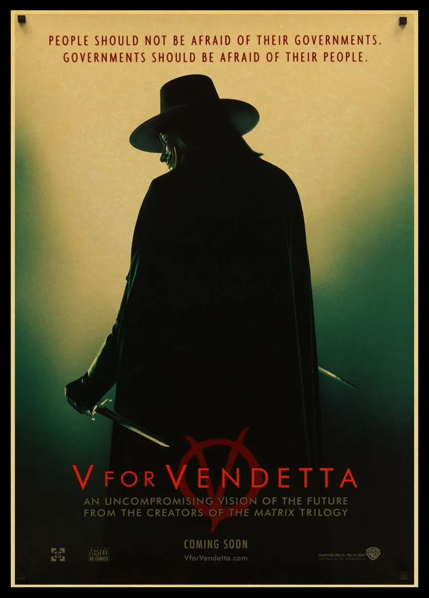 V для Vendetta постер классический фильм ретро Kraftpaper настенный Декор дома Бар