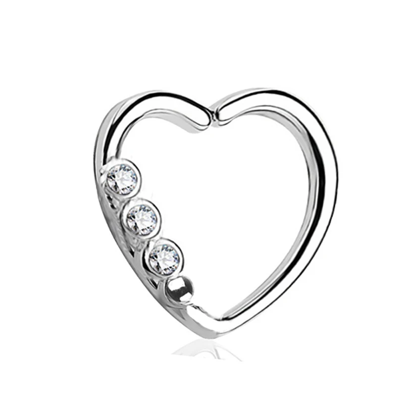 1-PC Heart Steel Barbell Cartilage Tragus Helix Stud Bar Earrings Nose Ring Piercing for Women