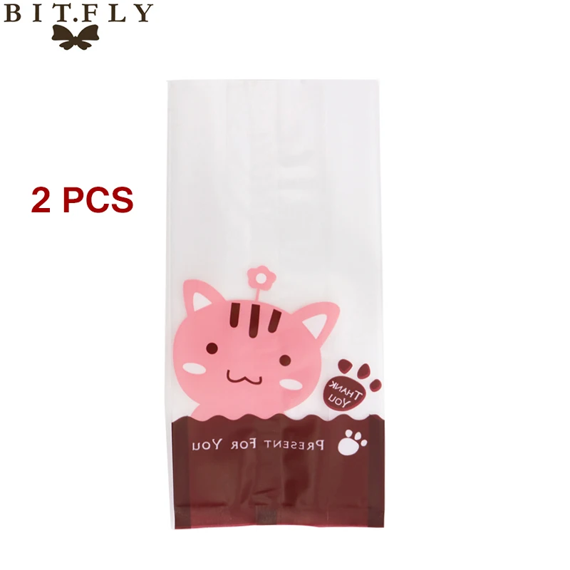 2 шт пластиковые животные для конфет и печенья Подарочная сумка с DIY самостоятельно клейкий мешочек Рождество Свадьба День Рождения вечерние поставки - Цвет: cat gift bag