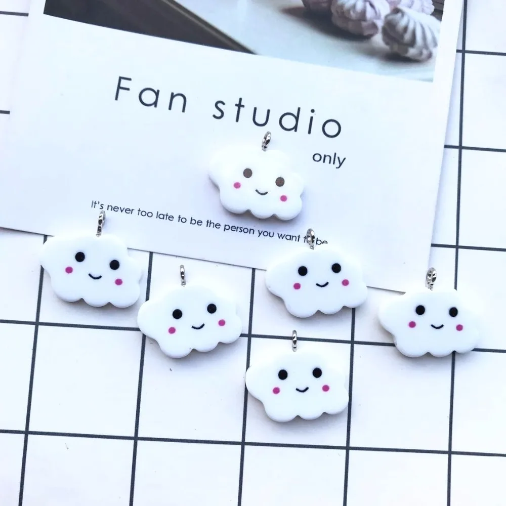 24*17 мм 10 шт. Kawaii плоские пластмассовые облака Подвески для DIY украшения ожерелье серьги брелок ювелирных изделий