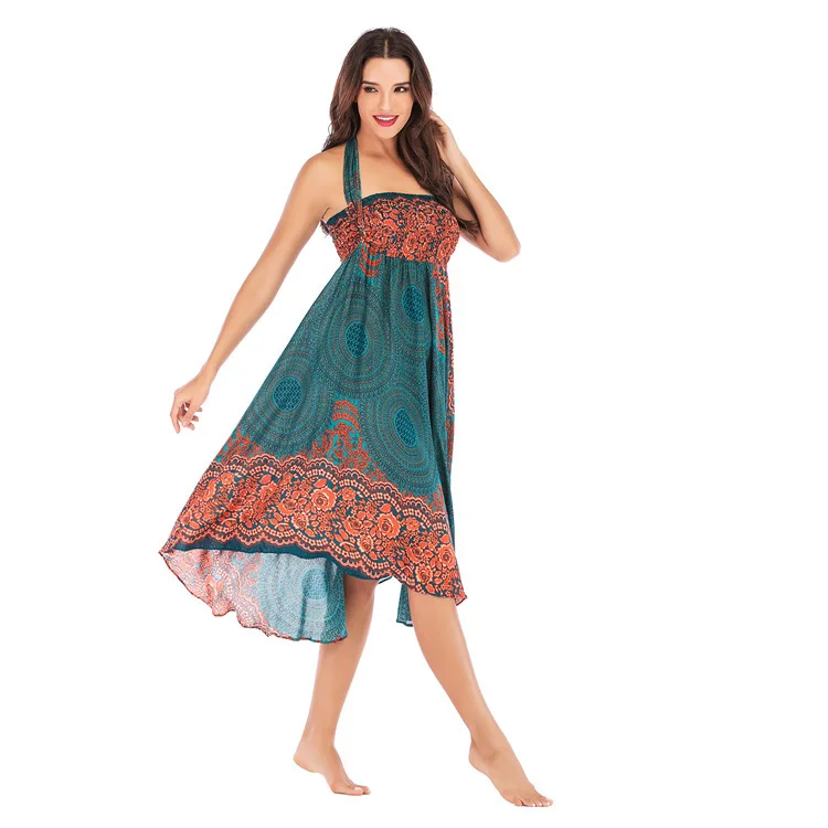 Дешевые Высокая Талия Повязки юбка Таиланд с короткой юбкой пляжный отдых юбка для танцев в богемном стиле индийские хлопковые шелковые платье с фатиновой юбкой