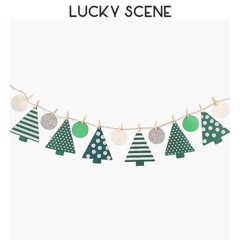 

Felt Little Forest Garland Birthday Banner Flag, Party DecorationAccessory, White and Green S00134