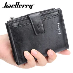 Men Wallets Fashion Short Desigh Zipper Card Holder Men Leather Purse Solid Coin Pocket High Quality Male Purse Passport Cover