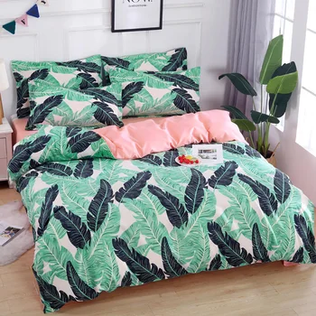 

Thumbedding Leaves Bedding Set Single Fresh High End Soft Green Duvet Cover Nature King Queen Full Twin Unique Design Bed Set