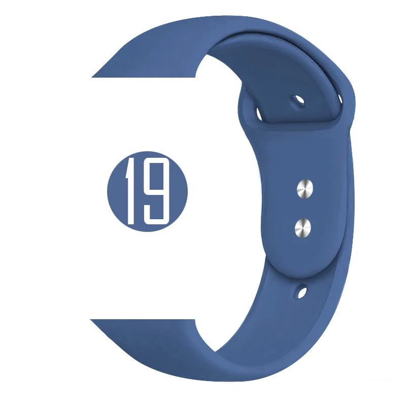 Цветной мягкий силиконовый спортивный ремешок для Apple Watch Series 5 4 3 2 1 38 мм 42 мм резиновый ремешок для часов iWatch 5 4 40 мм 44 мм - Цвет ремешка: 19 Royal Blue