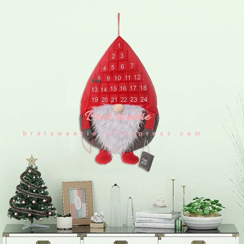 Рождественский Адвент-календарь Санта-Клаус Войлок Haning Адвент-календарь обратный отсчет до Рождества Рождественские украшения для дома