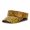 Men Women's PU Leather Snakeskin Visor Cap Sun Protection Beach Traveling Club Visor Hat Red Blue Brown 1