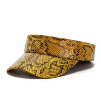 Men Women's PU Leather Snakeskin Visor Cap Sun Protection Beach Traveling Club Visor Hat Red Blue Brown 1