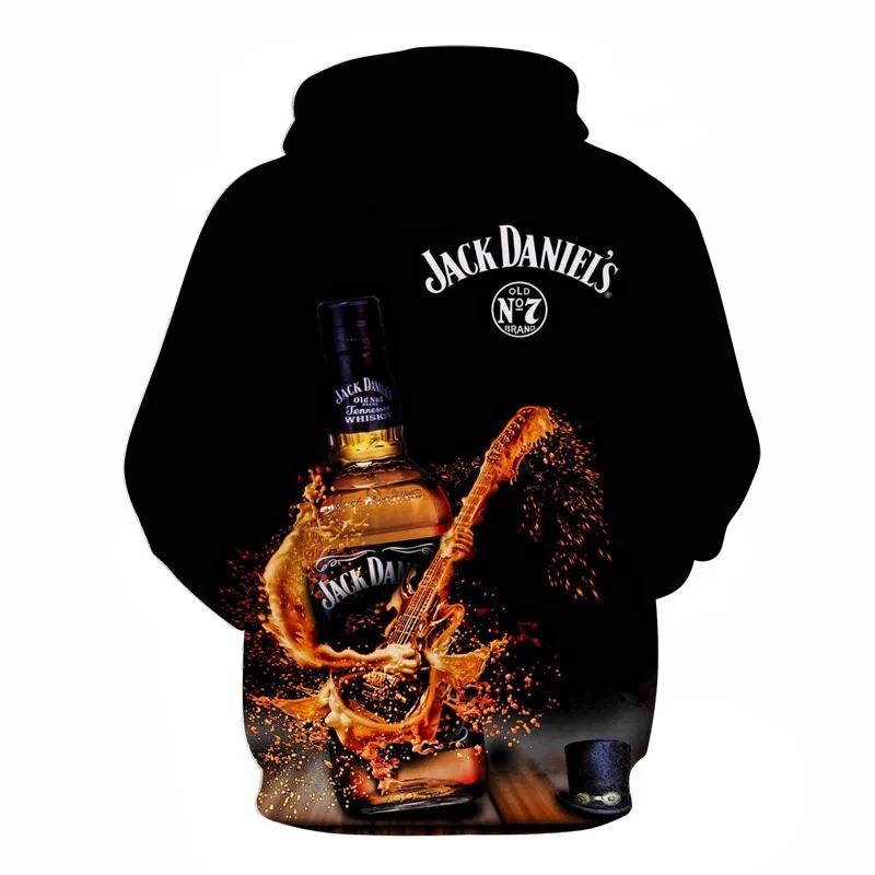 Черная толстовка с капюшоном для мужчин Jack Daniel, 3d принт, мужские толстовки с капюшоном, 3d пуловер, хип-хоп рок, мужские толстовки, уличная одежда размера плюс