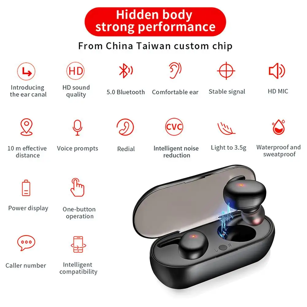 Новый Y30 наушники вкладыши TWS с Беспроводной стерео Hi Fi Bluetooth 5 0 IPX5