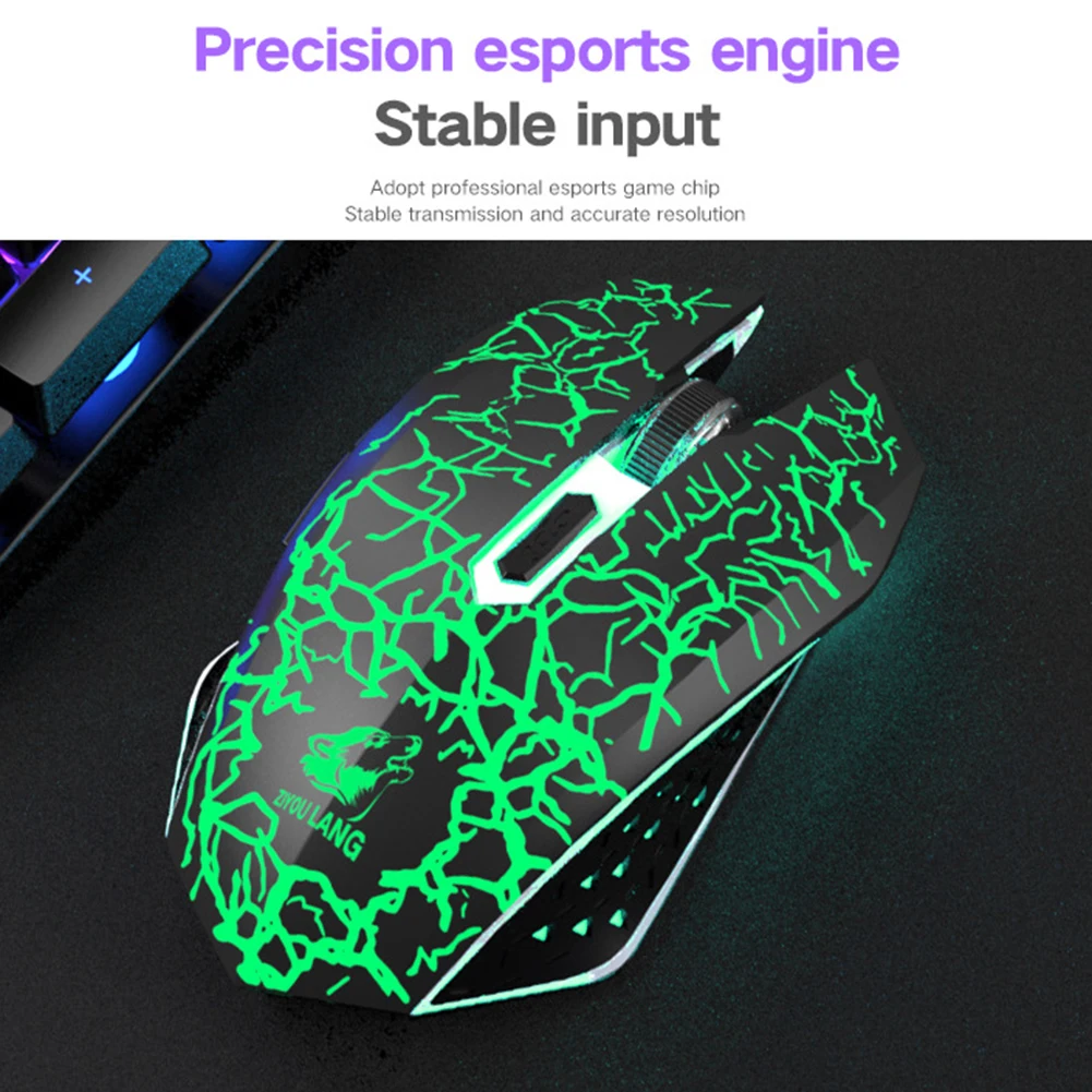 Wireless Rechargeable Colorful Light Gaming Keyboard Mouse Set for Laptops Keyboards Combos 3000mAh 800 1600 2400 DPI