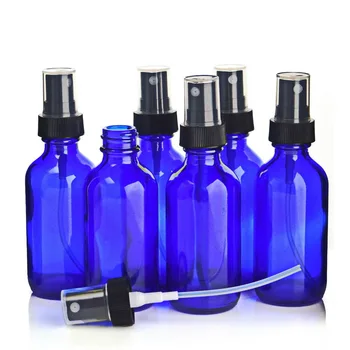 

6pcs 60ml Cobalt Blue Glass Spray Bottles with black fine mist sprayer for essential oils cleaning aromatherapy refillable 2 Oz