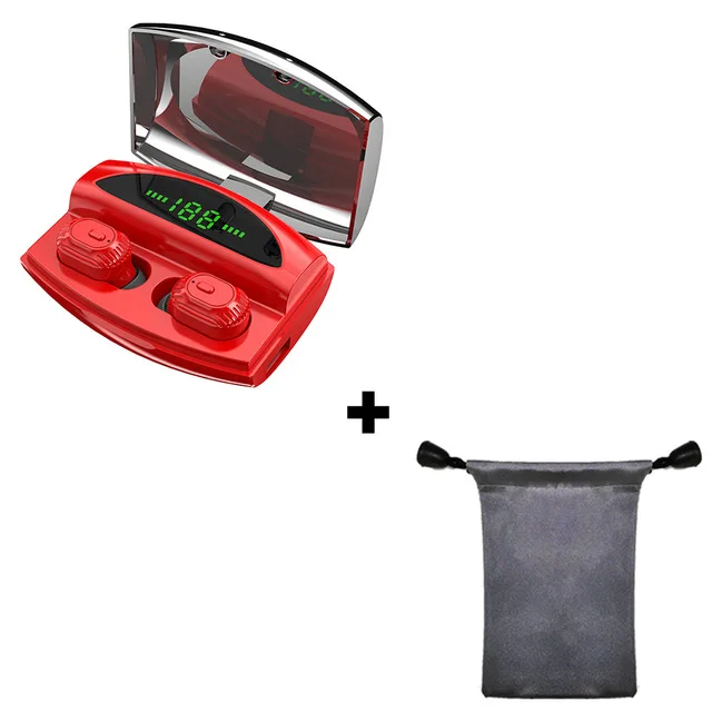 XG-20 TWS беспроводные Bluetooth наушники 5,0 8D стерео светодиодный цифровой дисплей зарядка кабина мини невидимая Спортивная гарнитура - Цвет: Red add bag