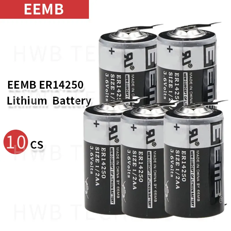 10 шт./лот EEMB ER14250 1/2AA 3,6 в 1200 мАч литиевая батарея с ножкой