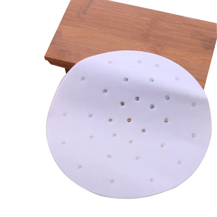 100Pcs Perforated Parchment Round Bamboo Steamer Paper Liners Disposable Suitable for Cooking Steaming Air Fryer Dim Sum E2S