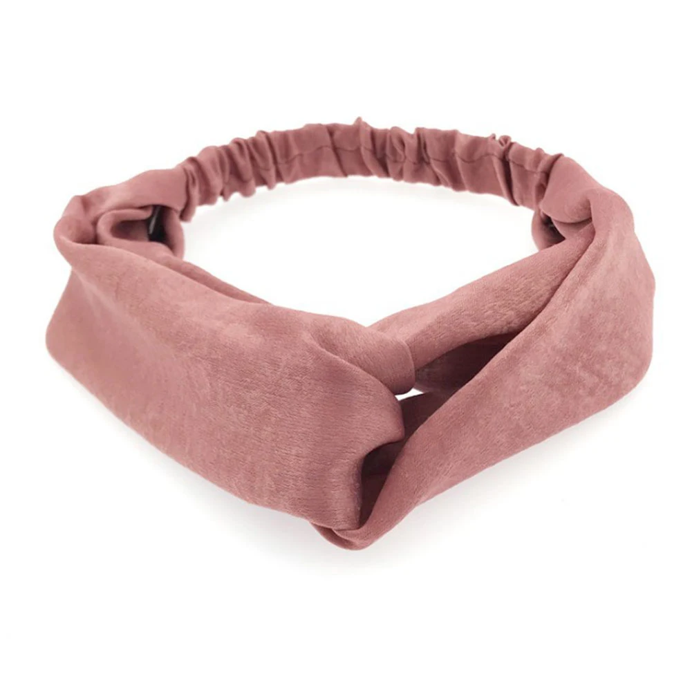 dark pink Модная эластичная повязка скрученный узел головной убор искусственный Шелковый ободок для волос тканевый имитационный ремешок Ice Silk Cross повязка на голову - Цвет: dark pink