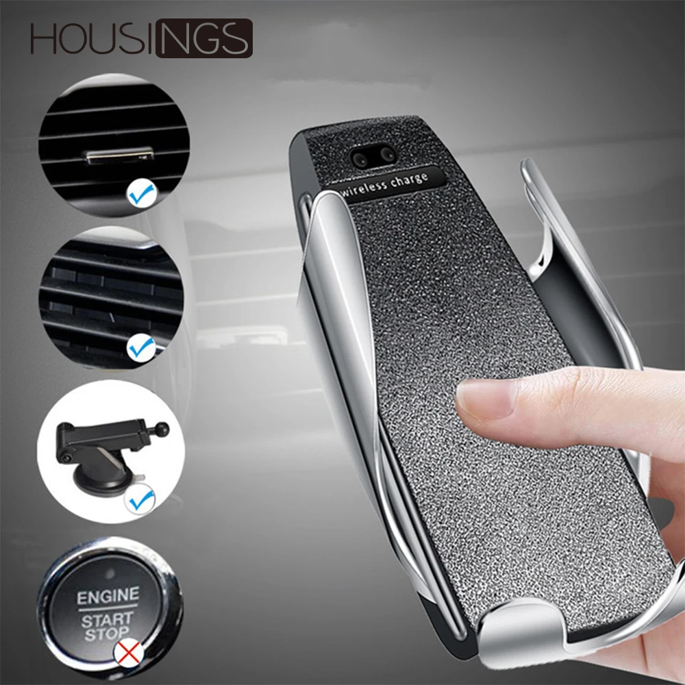 

Universal Wireless Car Charger Holder For iPhone X Automatic Clamping Fast Charging Mount 360 Degree Penguin Stand For Samsung