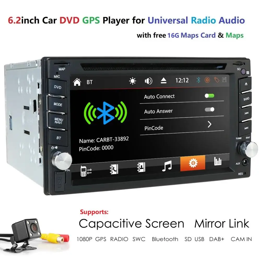 

Car Multimedia 2 din Car DVD Player Car Radio GPS Navigation In dash Car Stereo video SWC BT RDS 800*480 Mirror-Link CAM MAP SD