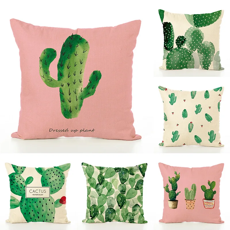 

New Tropical Plant Cactus Potted Printing Linen Hug Pillowcase Home Office Pillow Pillow Custom