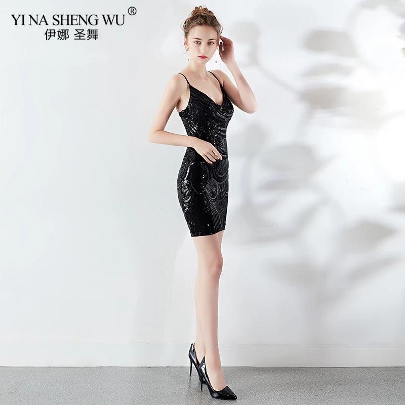 New Cocktail Sequin Dress Tight Sequin Sling V Neck Vestito Cerimonia Party Occasion Dress Women Short Dress For Cocktail New Cocktail Sequin Dress Tight Sequin Sling V Neck Vestito Cerimonia Party Occasion Dress Women Short Dress For Cocktail