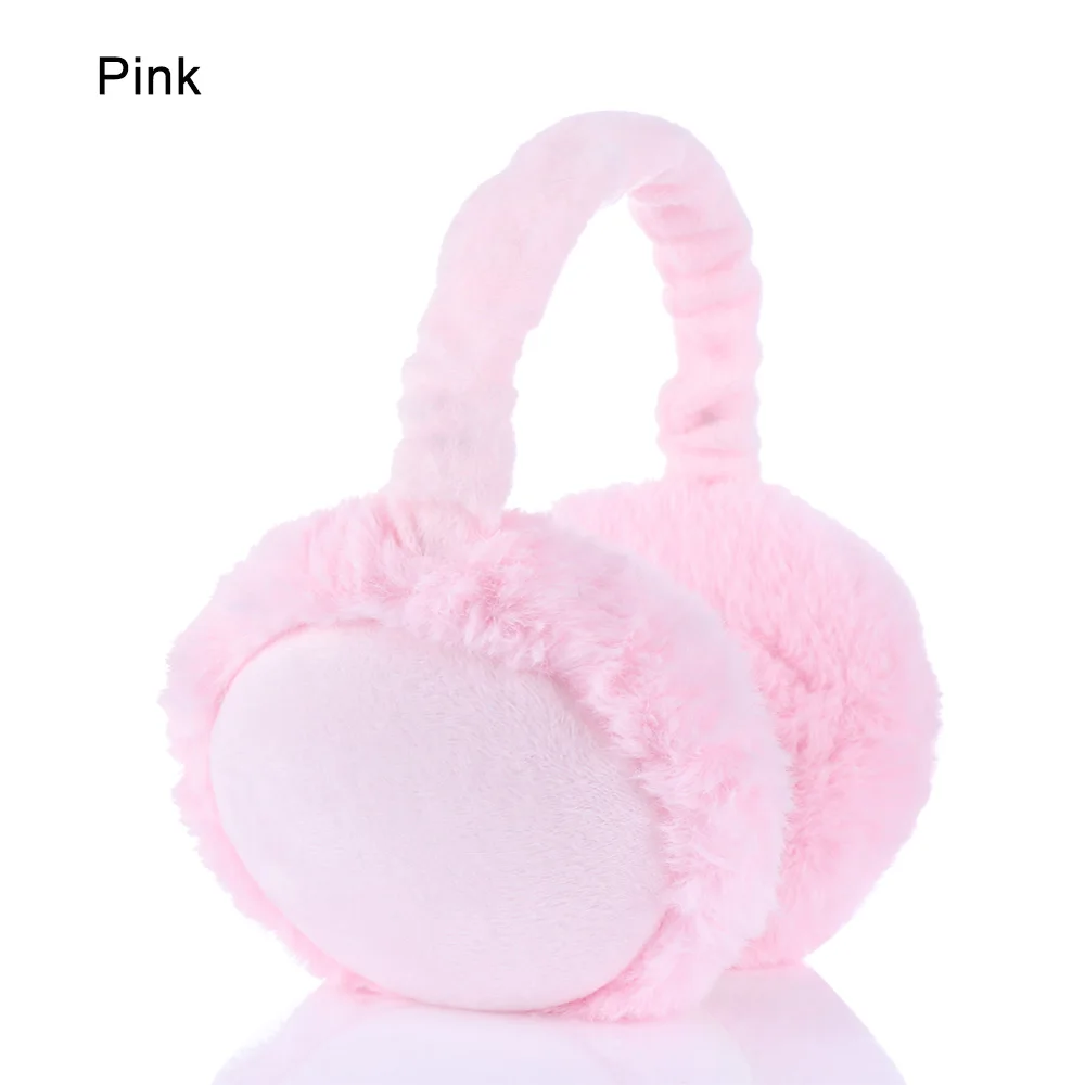pink Adjustable Warm Faux Fur Earmuff Women Headband Earlap Foldable Winter Ear Protector Ear Warmer Full Surround Earmuffs - Цвет: pink