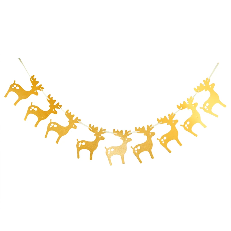 3m отличный подарок на Рождество декоративная Растяжка с Санта-Клаусом олени бумажный флаг вечерние гирлянда баннер из ткани для флагов для веселого Рождества Декор для дома - Цвет: S01 Gold