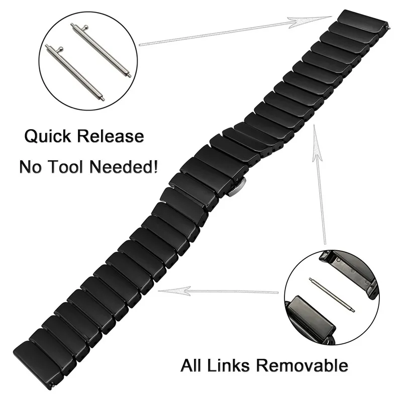 Керамический ремешок часов для Amazfit Bip Pace watch band 20 мм 22 мм ремешок для Galaxy gear s3 active Watch Bracelet