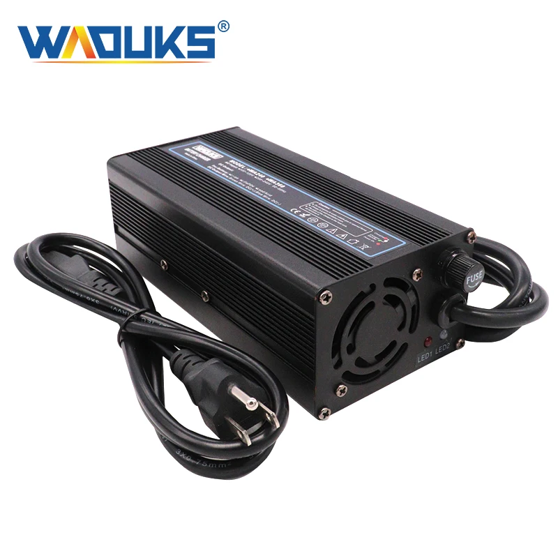 WAOUKS 58.8V 10A Charger DC 58.8V Li-ion Battery Charger Used for 14S 52V  51.8V Lithium Battery Pack Charger with Cooling Fan Smart Charger Output  C13