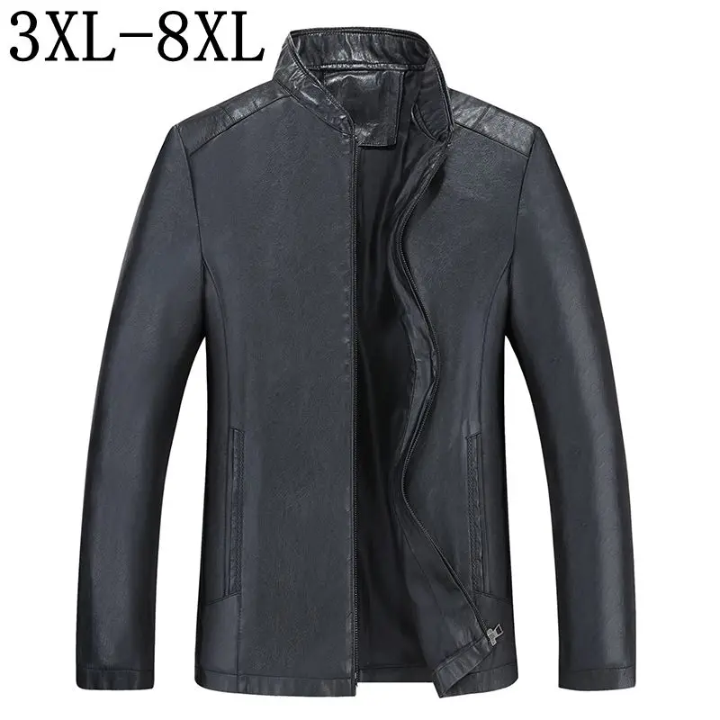 

Size 8XL 7XL 6XL 5XL Brand PU Leather Jacket Men Autumn Winter Casual Mens Jackets Solid Clothes Elastic Motorcycle Outerwear