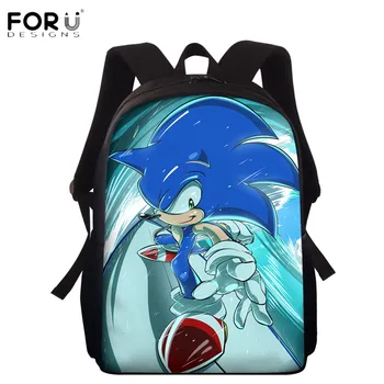 

FORUDESIGNS Hot Style Sonic Print Anime Boys School Backpack Reusable Book Bag Rucksack College Pen Bag Big Capacity Best Gifts