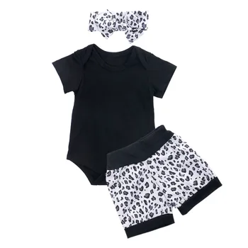 

0-24M Newborn Kid baby Girl Leopard Clothes set Short Sleeve Body Top Romper shorts set Elegant cute Sweet Fashion Outfit