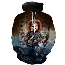 

Horror Movie Chucky 3D Printing Hoodie Men Spring And Autumn Round Neck Streetwear Casual Oversized Hoodies Men's Clothes Tops