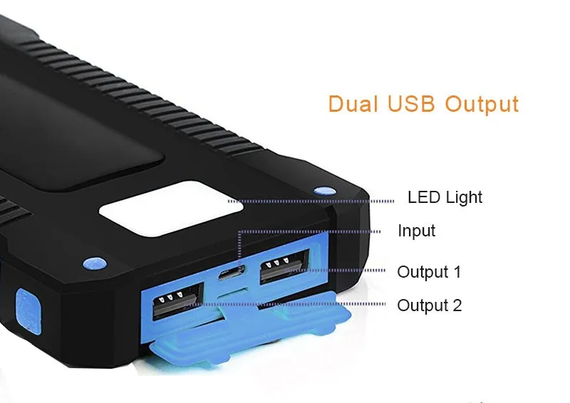 TUOSHIKE солнечной энергии банк 20000 светодиодный фонарь мА · ч двойной usb порты Внешняя батарея зарядное устройство водонепроницаемый для Xiaomi iPhone samsung huawei