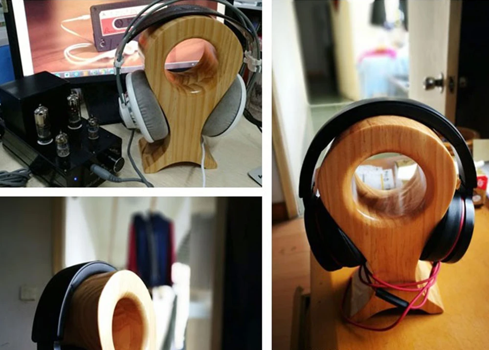 Fish Shape Wooden Headphone Headset Stand Headphone Bracket Rack Headphone Display Stand Headset Shelf For All Headphone