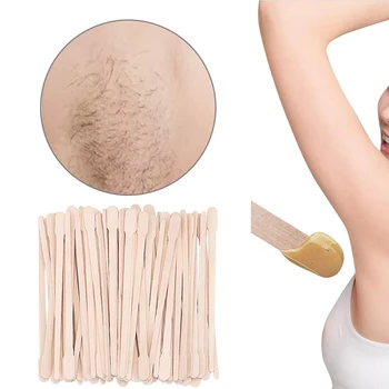 

100pcs Disposable Hair Removal Beauty Bar Disposable Wooden Waxing Stick Wax Bean Wiping Wax ToolBody Beauty Tool