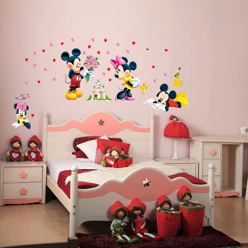 Autocollants Muraux Disney Mickey Minnie Mouse Autocollants Pour La Maison Pour Chambre De Bebe Art Mural Pepiniere Parc D Attractions Diy Bricolage Aliexpress
