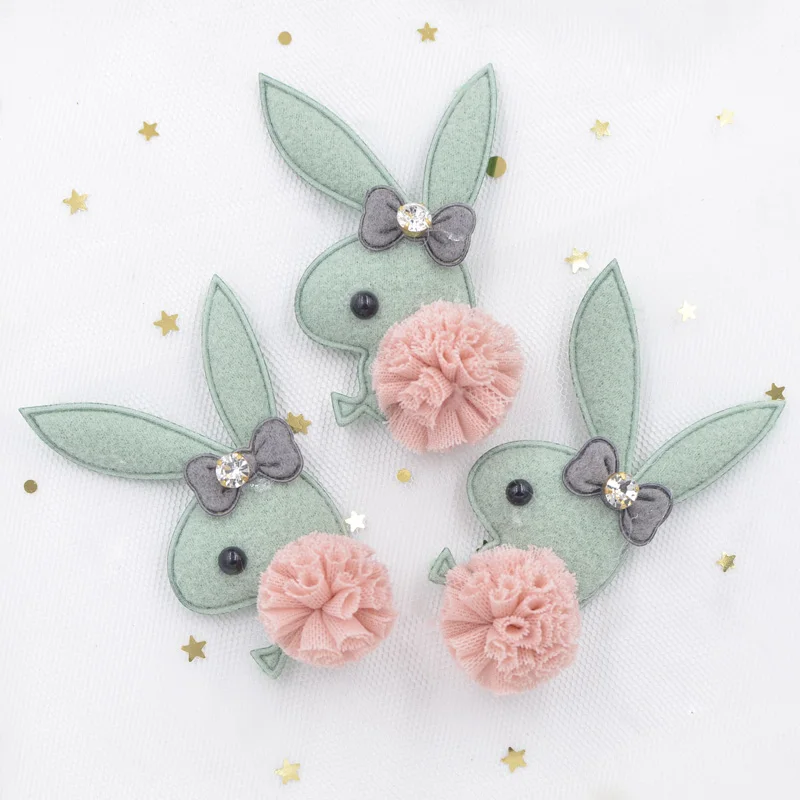 Light Green 48 шт. плюшевая ткань патч мультфильм кролик аппликация для DIY Детская одежда шляпа шаль обувь головные уборы Декор Аксессуары S63 - Цвет: Light Green