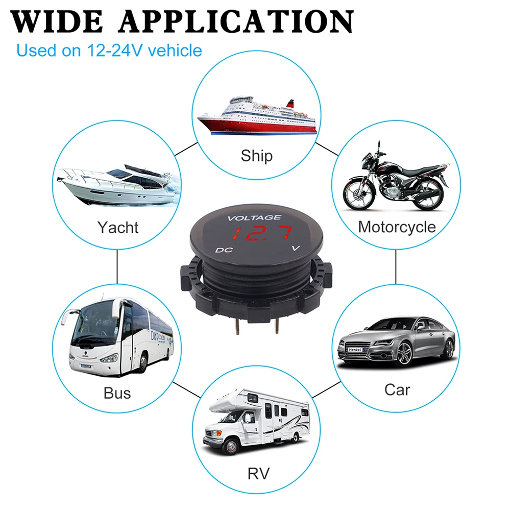 Универсальный цифровой вольтметр измеритель напряжения для автомобилей и