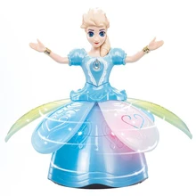 Electric Dancing Princess Doll Toys Elsa Anna Doll with Wings Action Figure Rotating Projection Light Music Model Dolls For Girl
