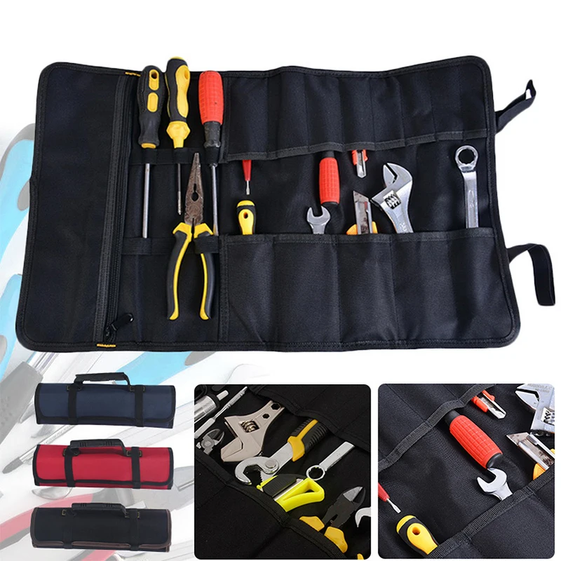 Multifunction Roller Tool Bags Oxford Canvas Practical Handles Bags Chisel Electrician Carrying Toolkit Instrument Package Case small tool pouch