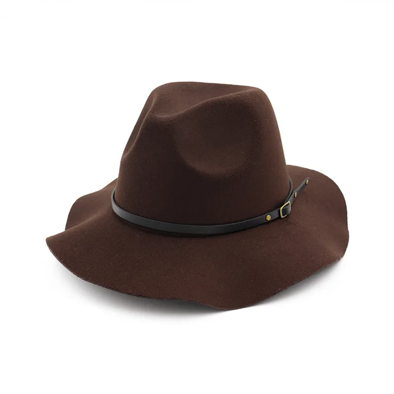 FS Осенняя джазовая шляпа для мужчин и женщин Зимняя шерстяная фетровая шляпа черного цвета хаки фетровые шляпы-котелки дамские уличные винтажные Sombrero - Цвет: Coffee jazz