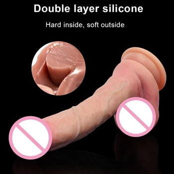 Double Layer Liquid Silica Gel Huge Dildo Sex Toys for Women Big Dicks Soft Penis Strong Sucker G-spot Anal Clitoris Stimulate 3