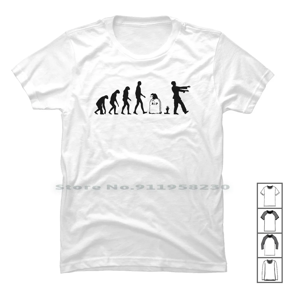 Evolution Zombie T Shirt 100% Cotone Evolution Birthday Animals Humor Comic Love Geek Fun Day Om Ny Animals