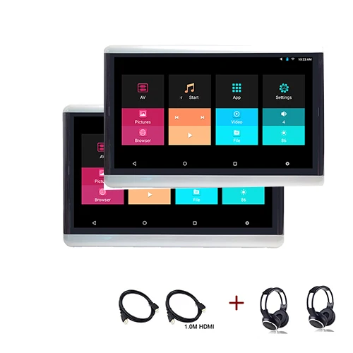 2X2HeadsetX1.0 HDMI YAZH 10,6 дюймов 1920*1080 Автомобильный android 2 подголовника мониторы поддержка 1 выход AV, 1 способ AV вход. Выход HDMI с aux fm-передатчиком - Цвет: 2X2HeadsetX1.0 HDMI