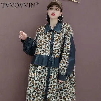 

TVVOVVIN Dress Leopard Women Fashion New Plus Size Goddess Fan Casual Style Plus Size Patchwork 2020 Autumn Loose Dress WJ1165