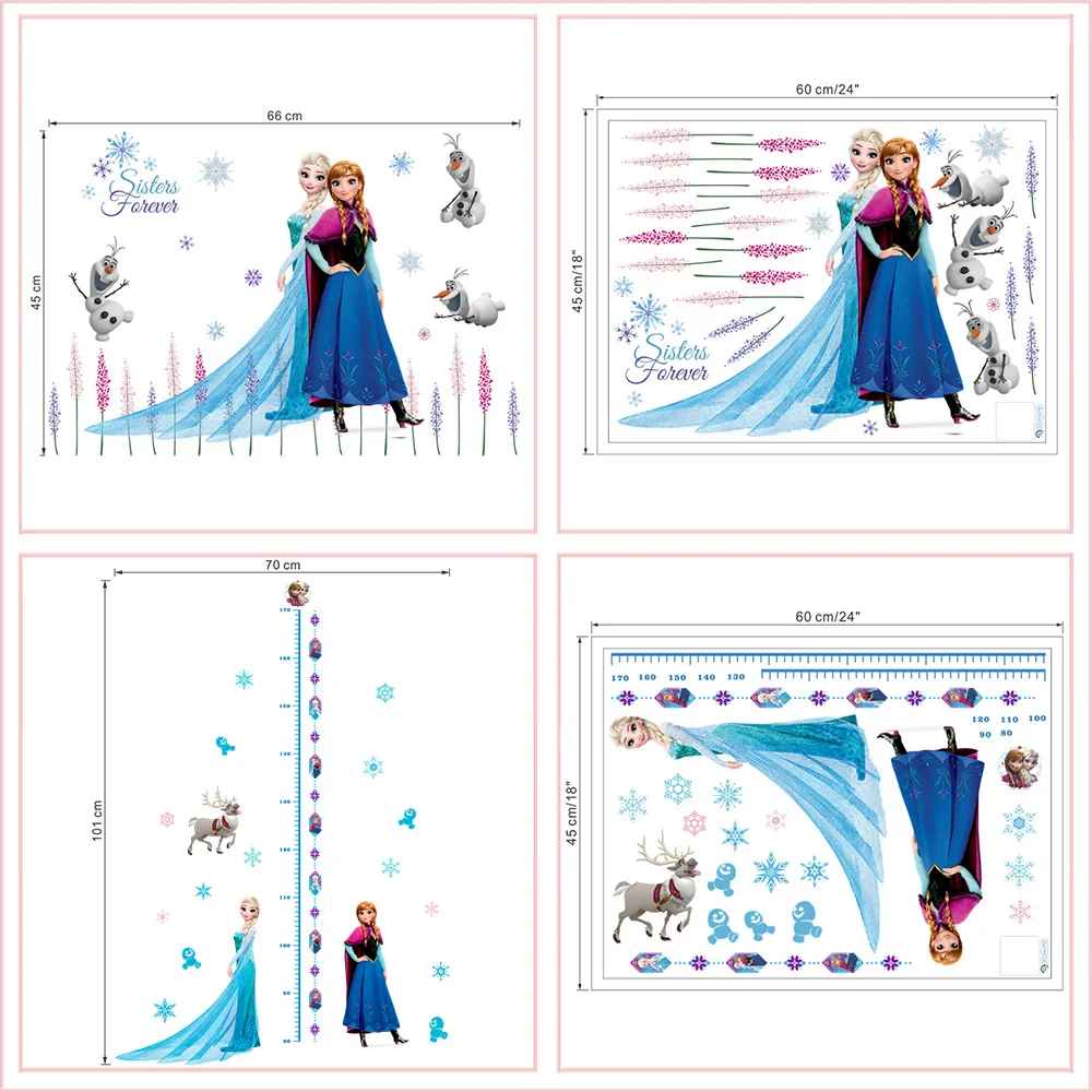 Cartoon diy bevroren prinses Elsa Anna muurstickers meisjes kinderkamer achtergrond decoratie verwijderbare kinderkamer poster sticker